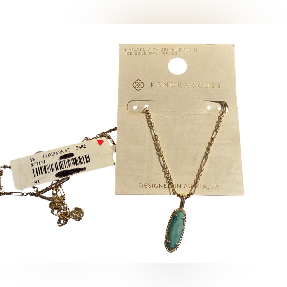 NWT KENDRA SCOTT GOLD NECKLACE WITH TURQUOISE/TEAL PENDANT